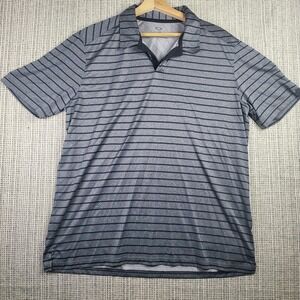 Oakley Polo Shirt Mens XL Gray Striped Regular Fit Performance‎ Golf Athletic